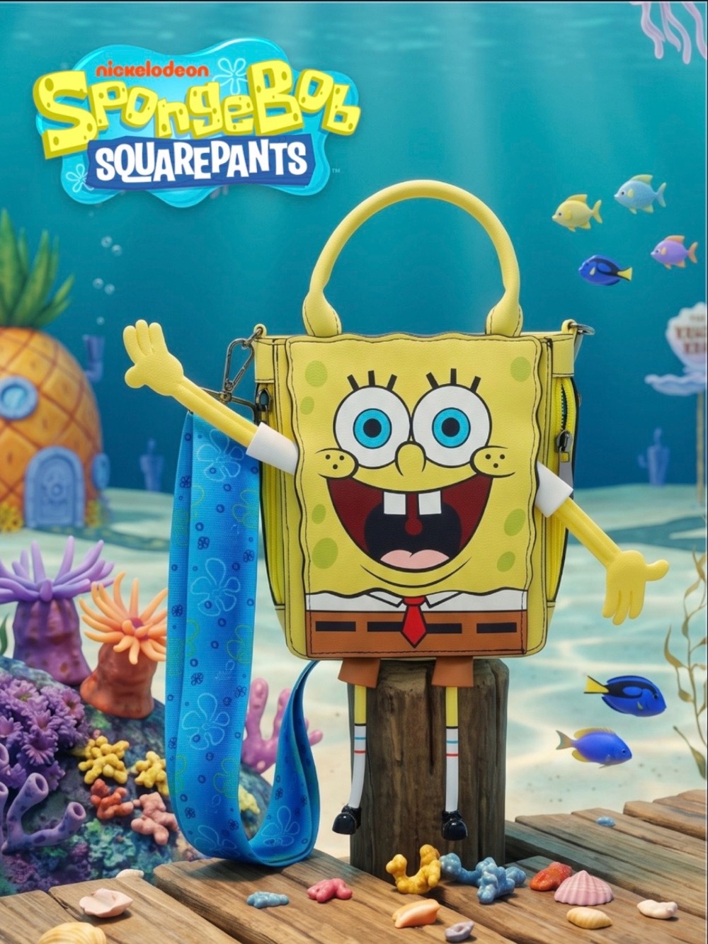 SpongeBob SquarePants Figural Crossbody Bag + Patrick Star Keychain